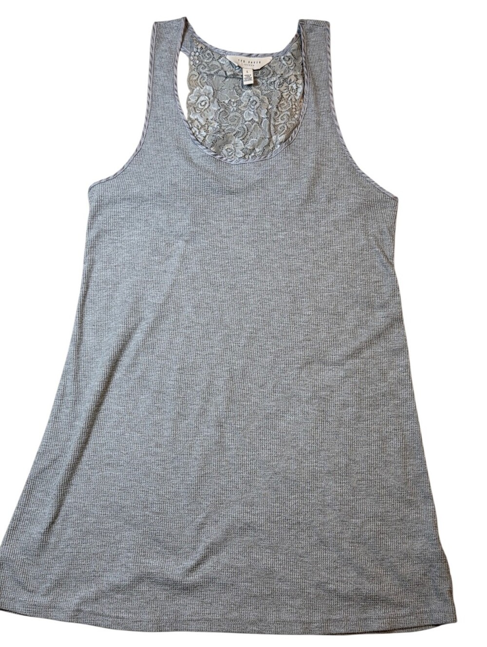 TED BAKER Gray Lace Racerback Shift Dress Loungewear Night Shirt Thermal L